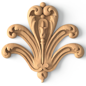 Lotus Palmette decorative center applique from wood