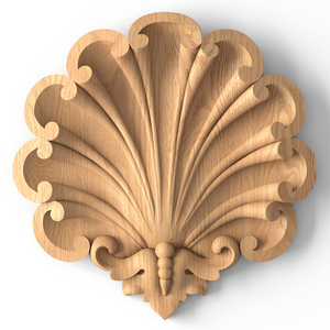 Unfinished shell applique from solid wood