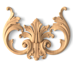 Decorative wooden pilaster onlay with acanthus leaves