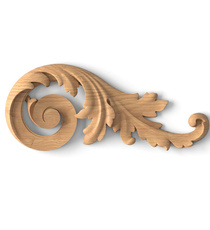 Acanthus solid wood furniture scroll appliques, Left