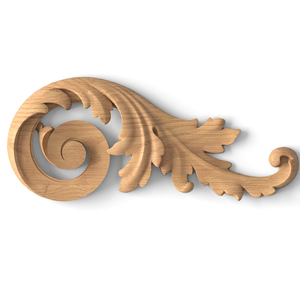 Acanthus solid wood furniture scroll appliques, Right