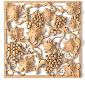 Carved square panel, Wall grapevines onlay