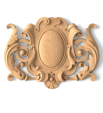 Symmetrical solid wood carved onlay with relief vines