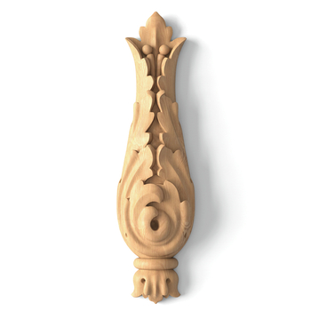 Carved flower bud applique, Relief floral onlay