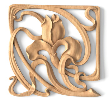 Wood iris square applique modern gothic interior design, Left