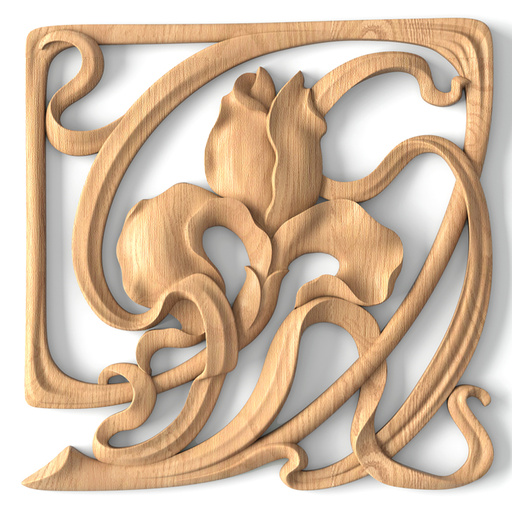 small corner architectural leaf wood carving applique art deco style