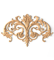 Carved wood laurel wreath with palmettes onlay