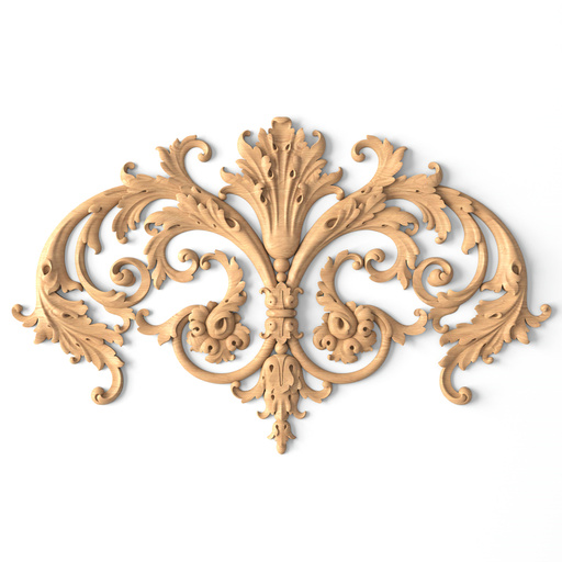 oval carved floral acanthus scrolls wood cartouche 