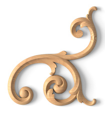 Large wooden scrolled appliques for stairs, Right