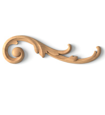 Solid wood onlay Scroll for stircase, Right