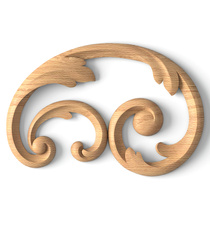 Acanthus hardwood carved scroll applique for walls, Right