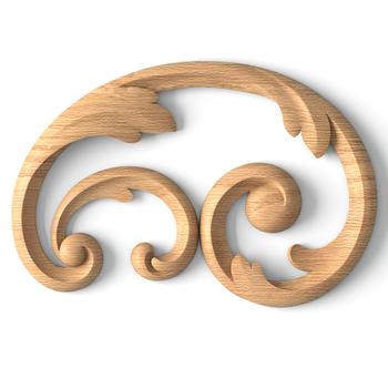 Oak decorative appliques with scrolled design, Right