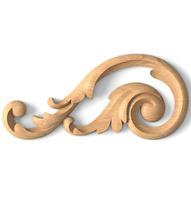 Acanthus hardwood carved scroll applique for walls, Right
