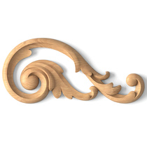 Long wooden acanthus decorative onlay for walls, Left