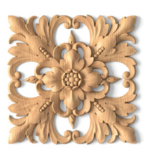 Ornamental beaded cartouche with acanthus from beech