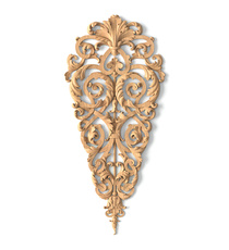 Ornamental hardwood corner applique with a rosette