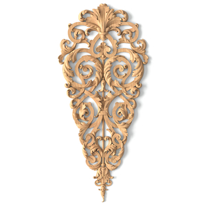 Decorative floral drop onlay for interior from solid wood