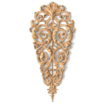 Vintage drop onlay, Carved wood floral applique