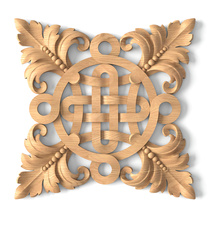 Rectangular acanthus onlay with a rosette from wood