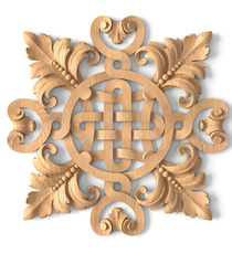 Rectangular acanthus onlay with a rosette from wood