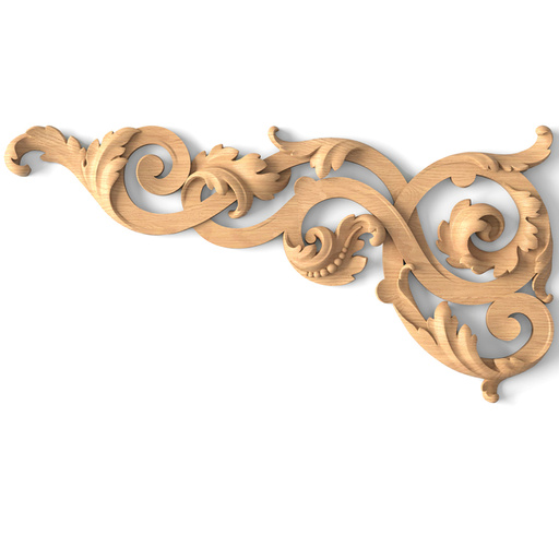 medium corner carved leaf wood onlay applique victorian style