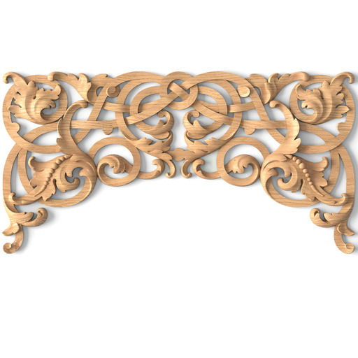 horizontal carved floral acanthus scrolls wood onlay applique victorian style