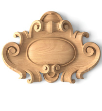 medium oval hand carved scroll wood cartouche victorian style