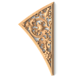 Grape and vine triangular furniture applique, right