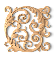 corner ornate leaf wood carving applique baroque style