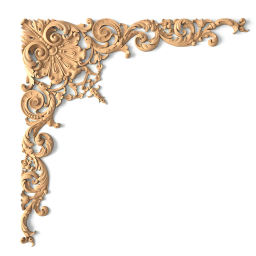 corner decorative floral acanthus scrolls wood carving applique baroque style