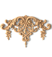 horizontal carved floral acanthus scrolls wood onlay applique baroque style