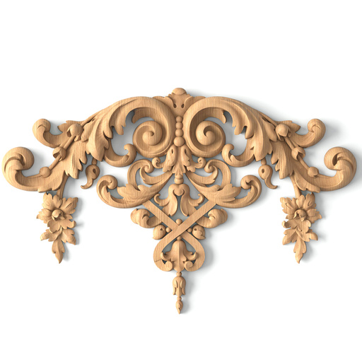 horizontal decorative flower wood onlay applique baroque style