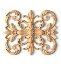 Rectangular Baroque-style carved floral onlay from oak