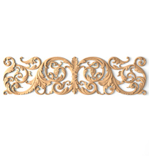 Ornamental Baroque appliques with flowers from solid wood