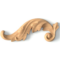 Curved oak acanthus leaf furniture onlay, Right