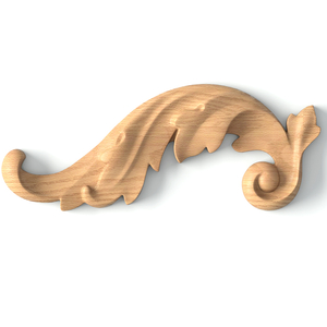 Curved oak acanthus leaf furniture onlay, Left