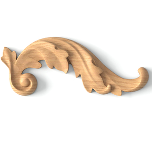 Curved oak acanthus leaf furniture onlay, Right