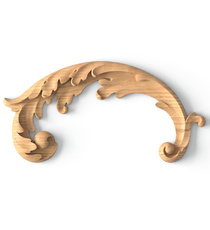 Curved oak acanthus leaf furniture onlay, Right