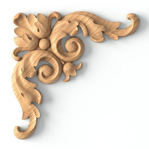 corner hand carved scroll wood onlay applique baroque style