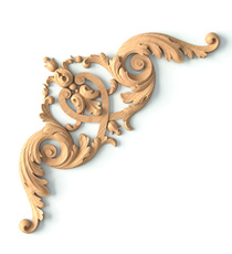 corner carved floral acanthus scrolls wood onlay applique baroque style