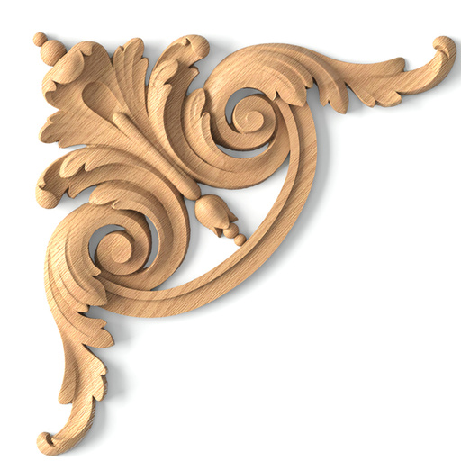 corner carved scroll wood onlay applique classical style