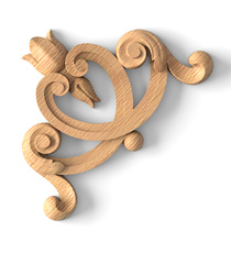 Hardwood Baroque-style handcrafted floral applique