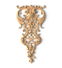 Hardwood Baroque-style handcrafted floral applique
