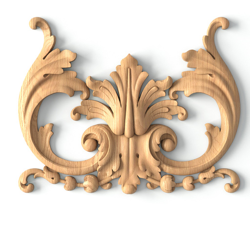 vertical decorative floral acanthus scrolls wood carving applique baroque style