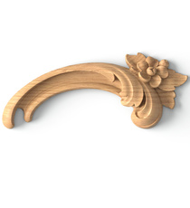 Classical wood decorative onlay with a small flower, Left
