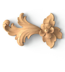 Classical decorative wood onlay with a small flower, Right