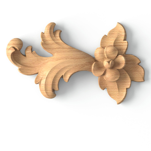 Classical decorative wood onlay with a small flower, Right