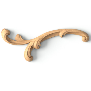 Decorative hardwood applique Branch with acanthus leaves, Left