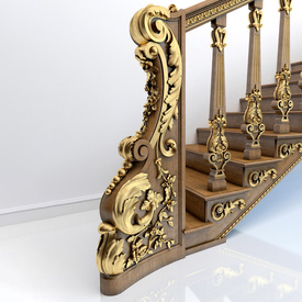 Ornamental wooden decorative stairs baluster, Left