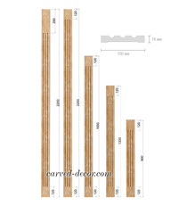 Unfinished solid wood pilaster with flutes